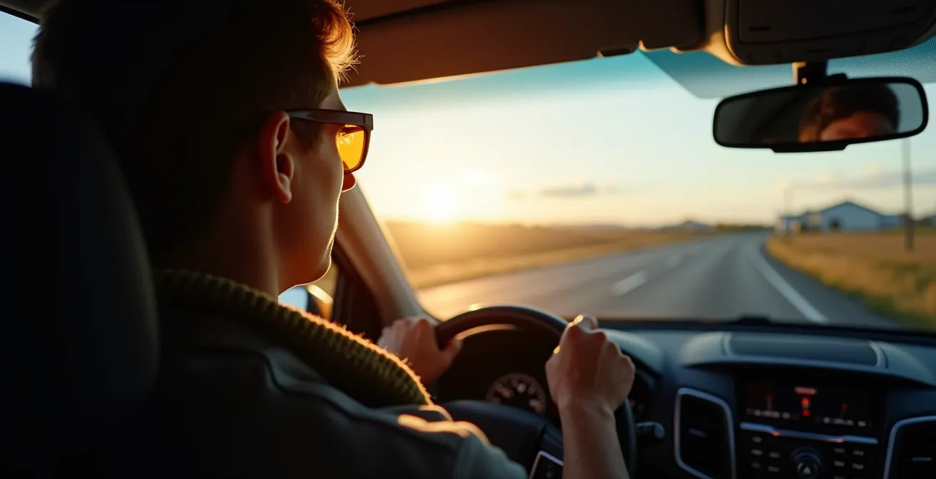 Schéma technique montrant l'alignement du gradient des verres avec les zones visuelles du conducteur