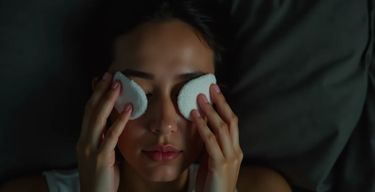 Application de compresses froides sur les yeux pour soulagement d'urgence
