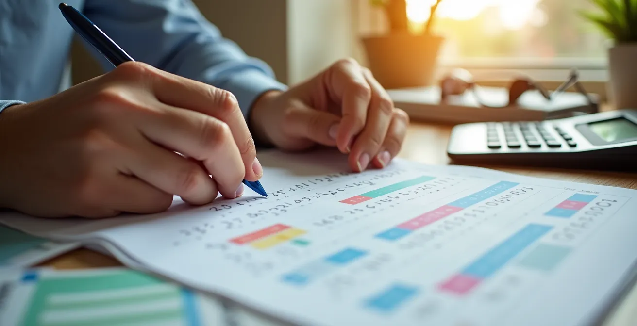 Calendrier et calculatrice illustrant la planification du forfait optique