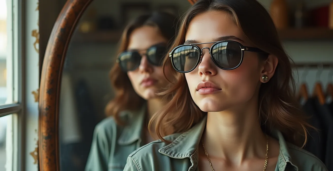 Collection de lunettes vintage années 70 et 90 dans une ambiance rétro-moderne