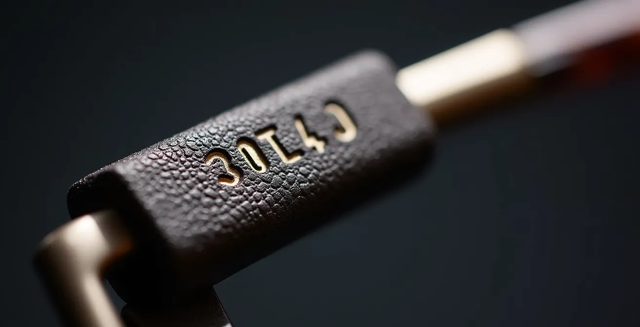 Détails de micro-marquages et numéro de série sur des lunettes de luxe