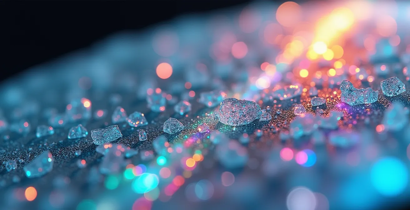 Vue détaillée en coupe d'un verre filtrant montrant les différentes couches de protection